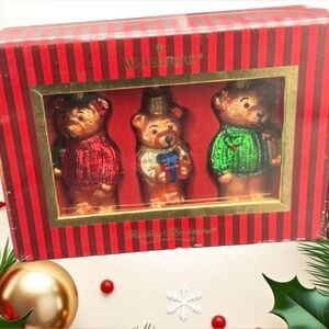 Waterford Holiday Heirlooms Teddy Bear Ornaments Set of 3 Factory Sealed